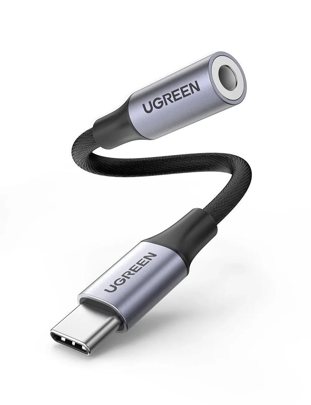 UGREEN USB-C TO 3.5MM M/F CABLE ALUMINUM SHELL WITH BRAIDED 10CM (SPACE GRAY)