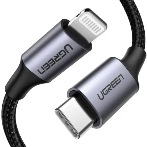 UGREEN LIGHTNING TO USB CABLE ALU CASE WITH BRAIDED  1M (BLACK)
