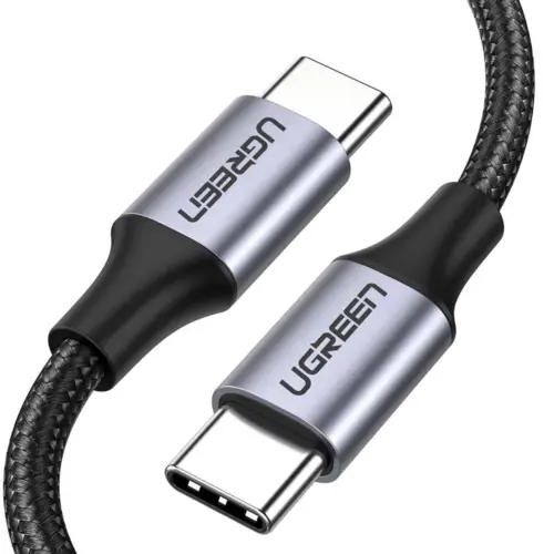 UGREEN USB 2.0 C M/M ROUND CABLE NICKEL PLATING ALUMINUM SHELL 1M (GRAY BLACK)