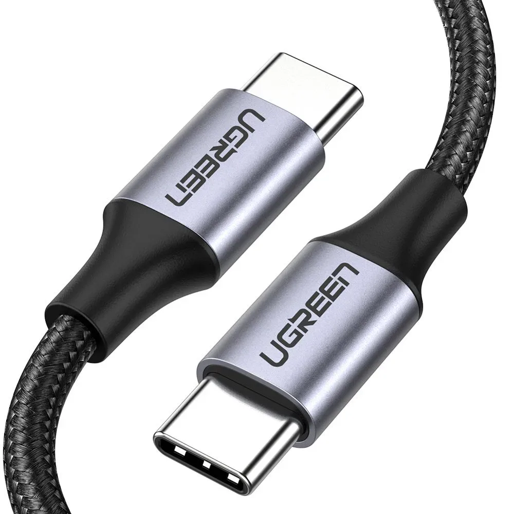 UGREEN USB 2.0 C M/M ROUND CABLE NICKEL PLATING ALUMINUM SHELL 1M (GRAY BLACK)
