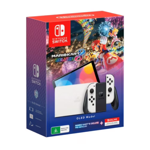 Console Nintendo Switch OLED White + Mario Kart 8 Deluxe + 12 Months NSO