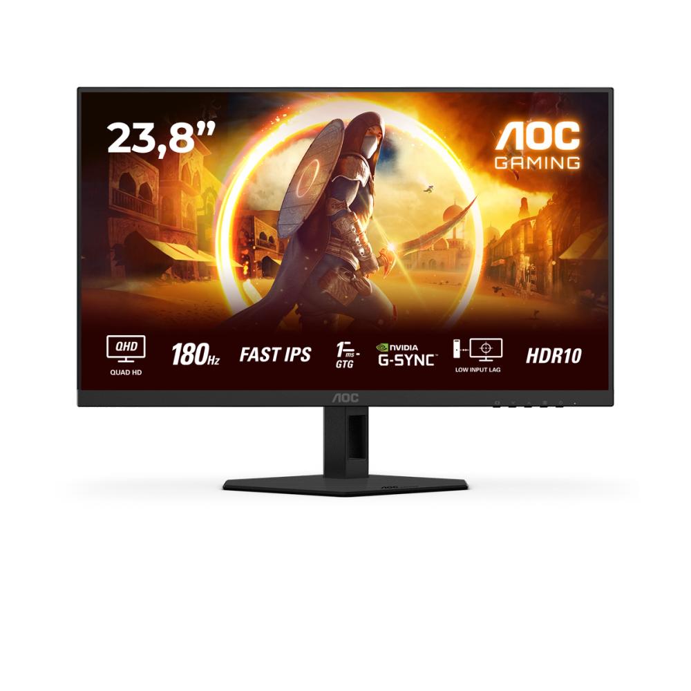 Monitor AOC Q24G4RE | 24 inch Quad HD Monitor, 2K, 180Hz, Fast IPS, 1ms, HDR10, 2560x1440, 2x HDMI 2.0