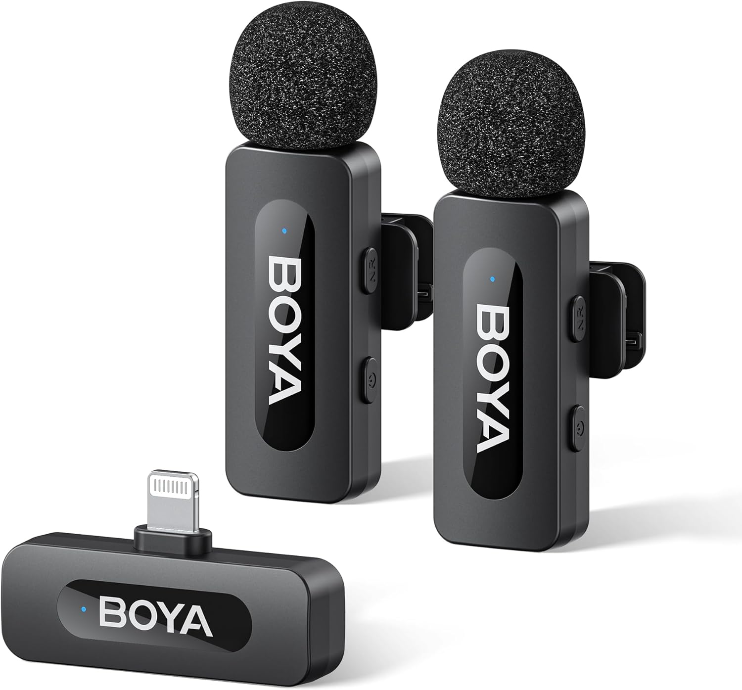 BOYA BY-V2 – Mikrofon Lavalier Wireless për iPhone/iPad Lightning, 2 Persona