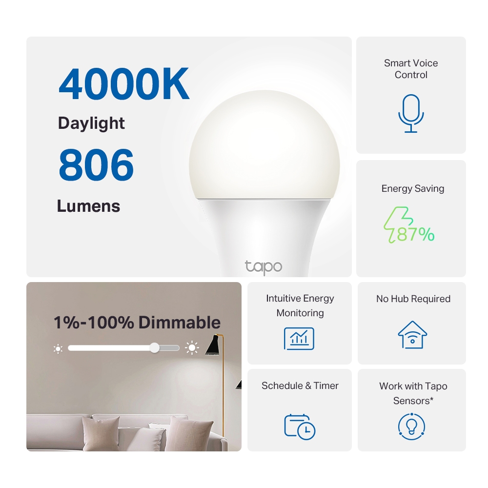 Llambë inteligjente TP-Link Tapo L520E Wi‑Fi E27 4000K - Image 2