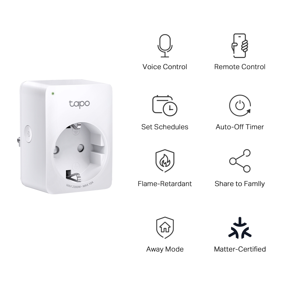 Prizë inteligjente TP-Link Tapo P100M Wi‑Fi me Matter