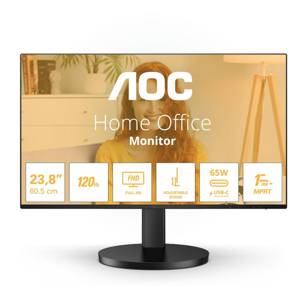 Monitor AOC 24B3CF2 | 24 Inch FHD Monitor, 100Hz, IPS, USB-C Connectivity, Height Adjust