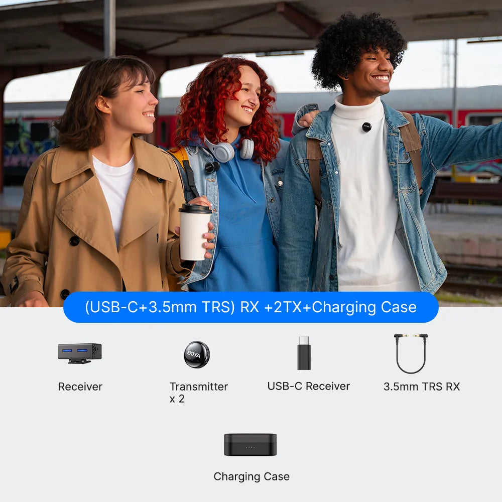 BOYA LINK 3-02 – Mikrofon Wireless me 2 Mikrofona, USB-C & 3.5mm, Charging Box - Image 2
