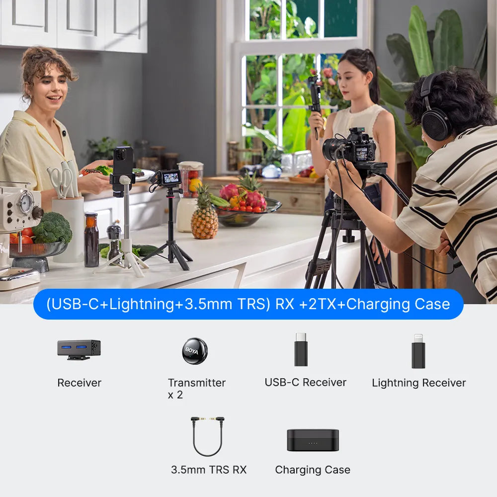 BOYA LINK 3-02 – Mikrofon Wireless me 2 Mikrofona, USB-C & 3.5mm, Charging Box