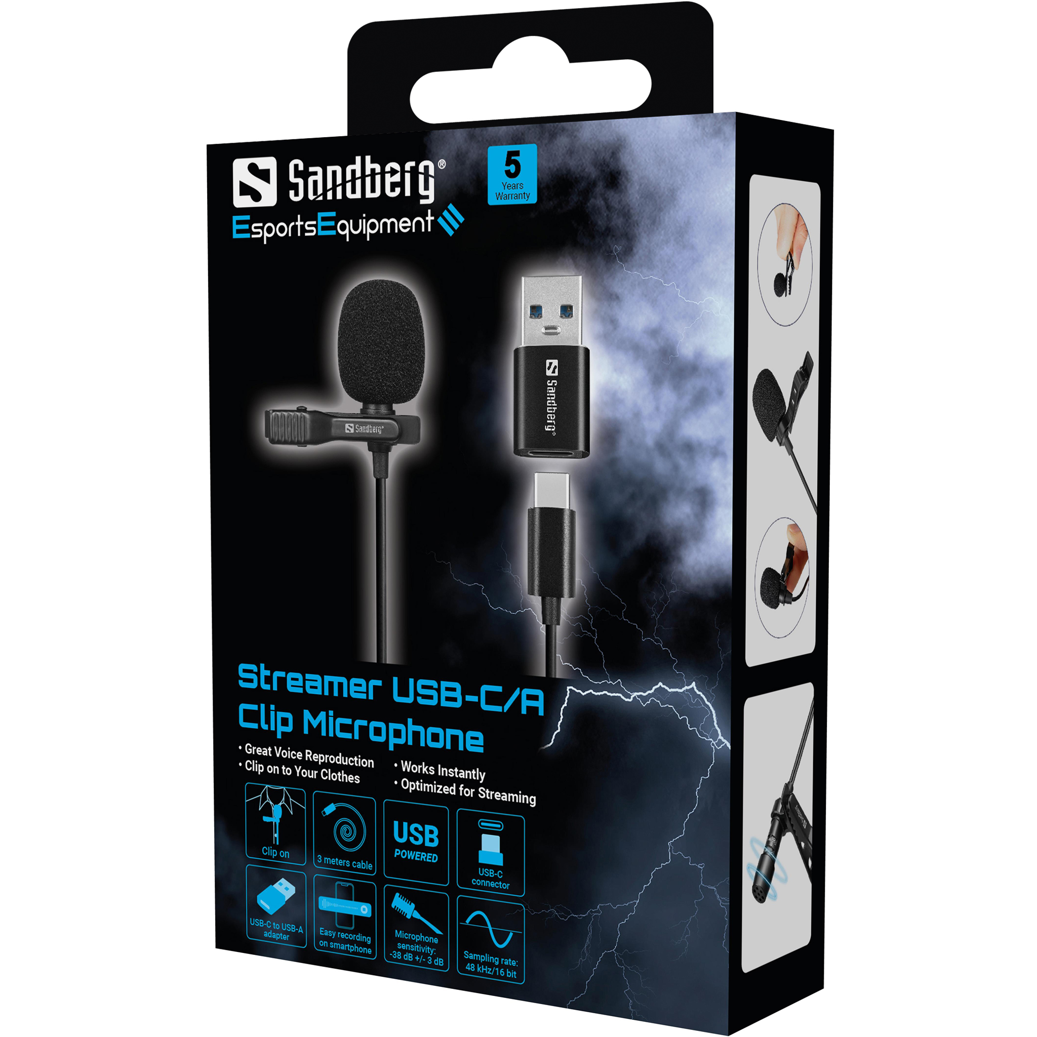 Mikrofon lavalier Sandberg Streamer USB me kapëse - Image 2