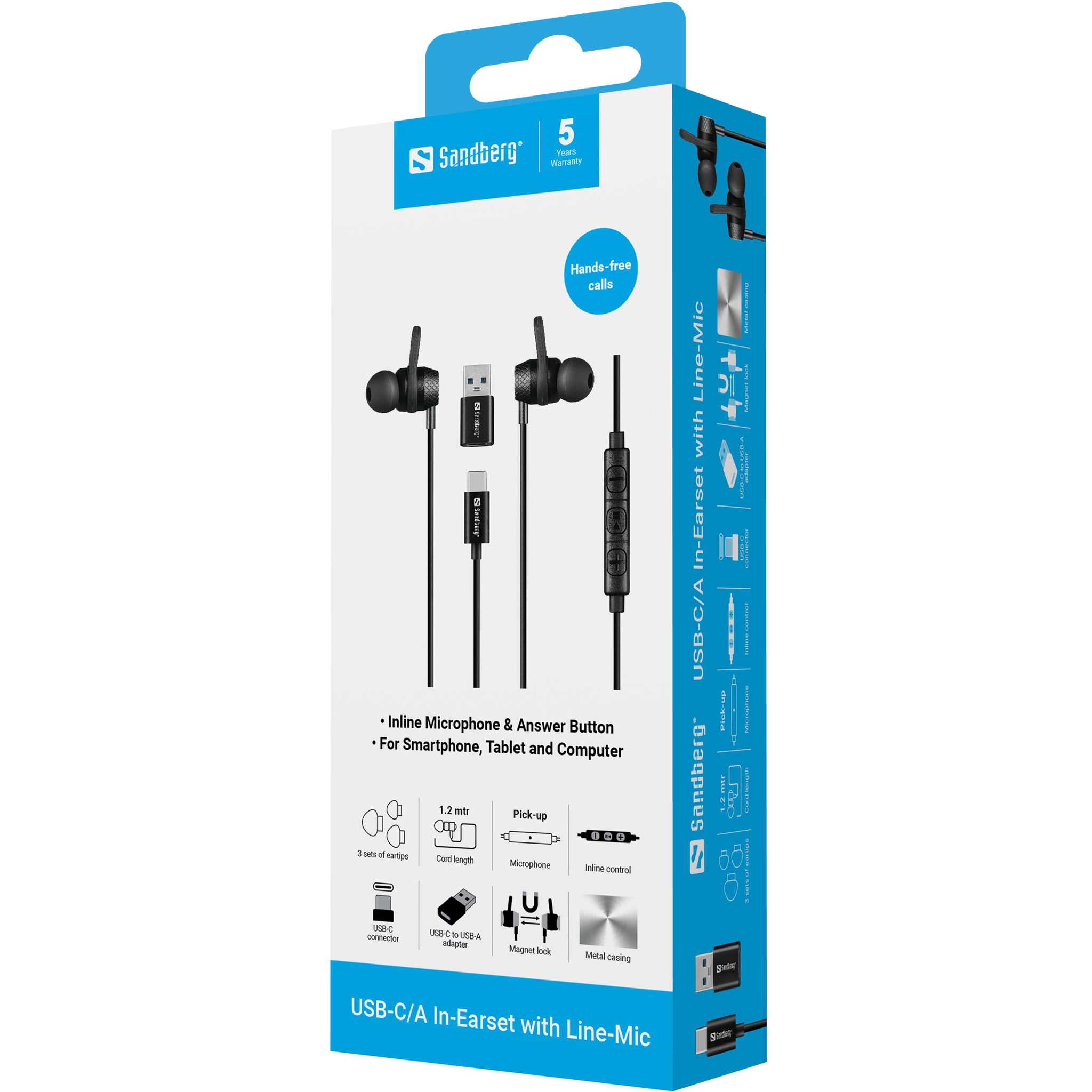 Kufje in-ear Sandberg USB-C/USB-A me mikrofon - Image 5