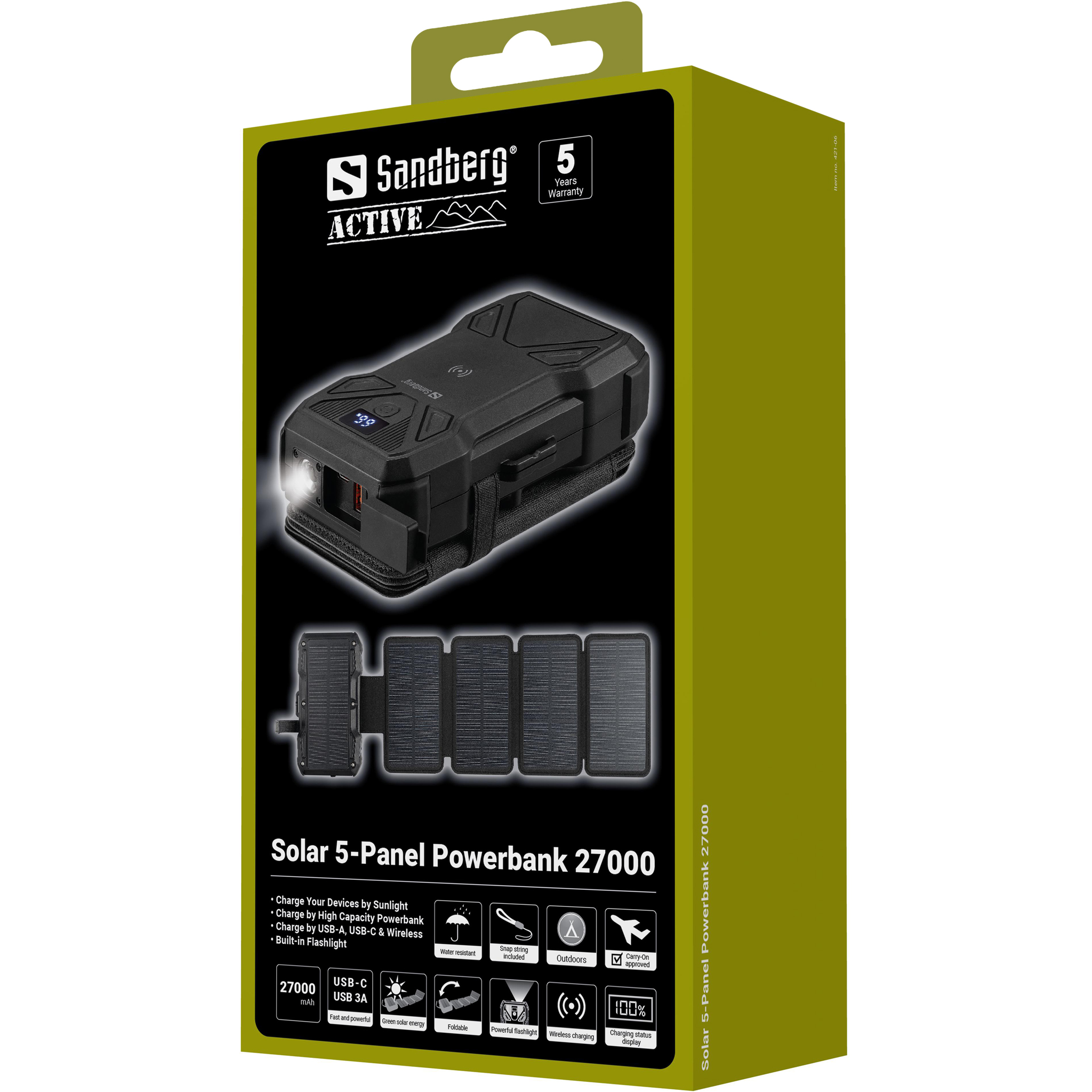 Sandberg Solar 5-Panel Powerbank 27000 - Image 5