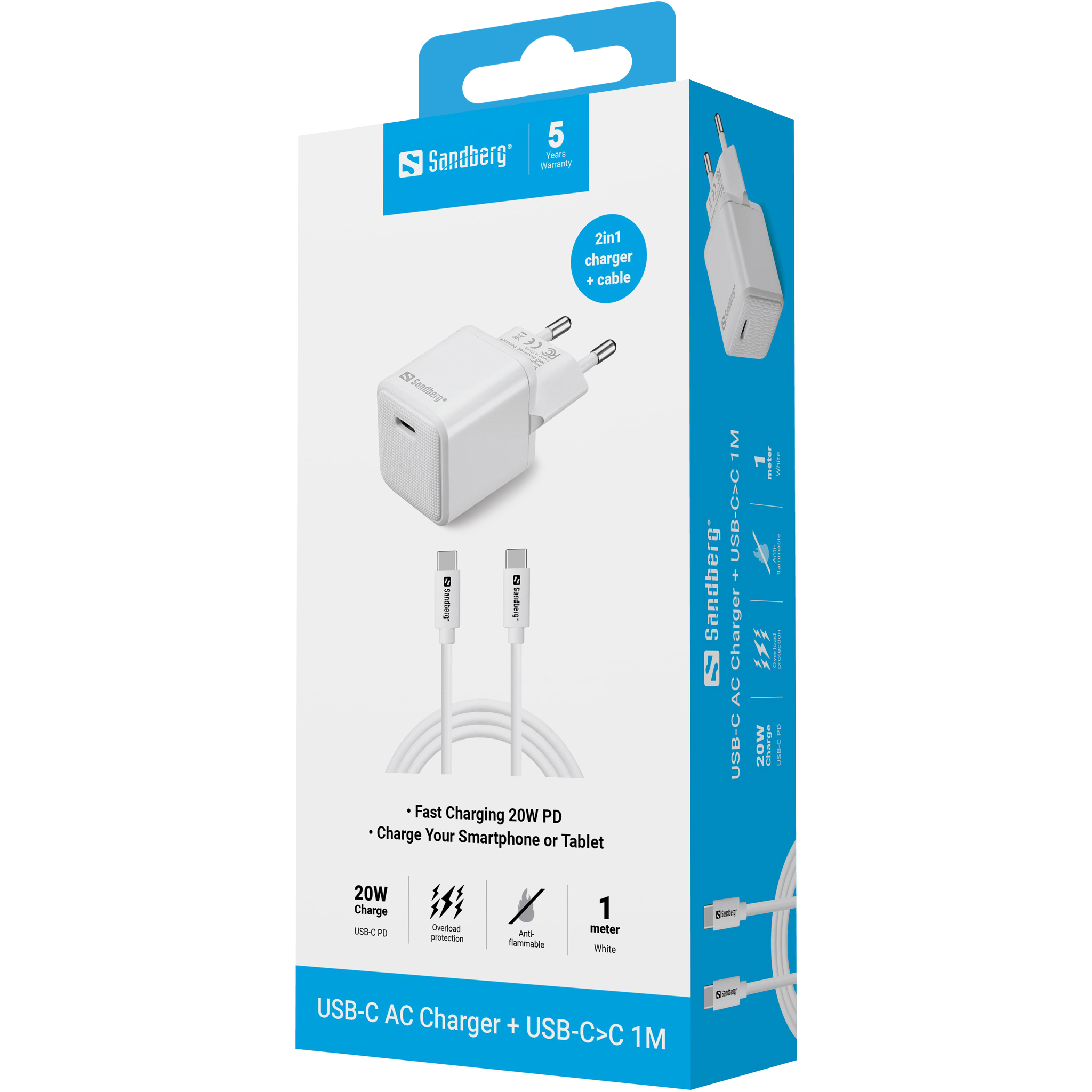 Sandberg USB-C 20W Charger EU+USB-C>C - Image 5