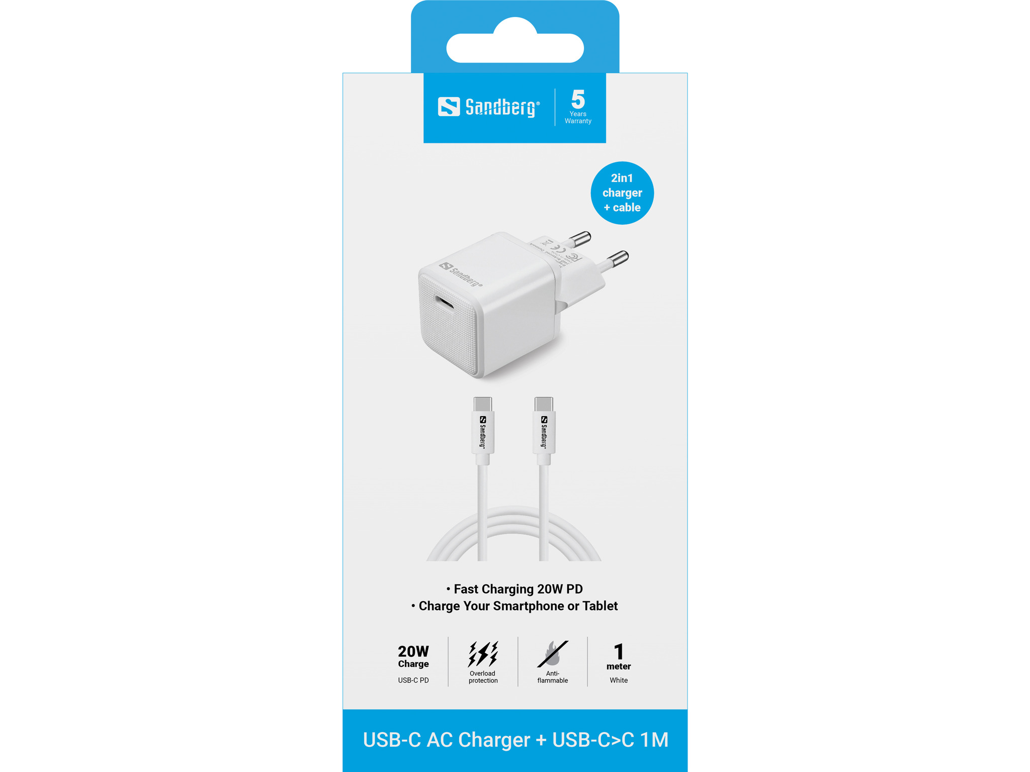 Sandberg USB-C 20W Charger EU+USB-C>C - Image 4